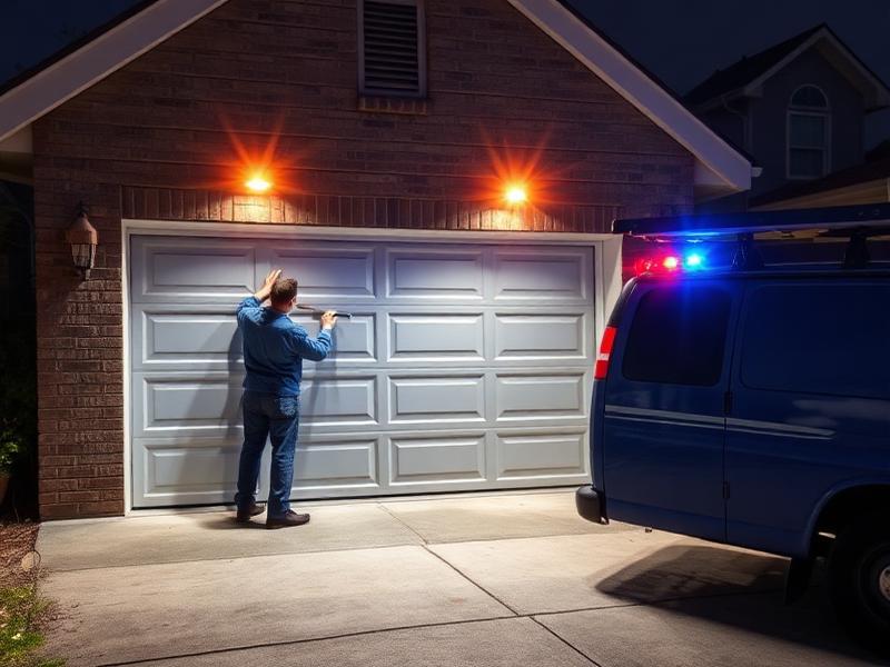 Emergency garage door repair service at night - 24/7 response available from Sun City Center Garage Doors