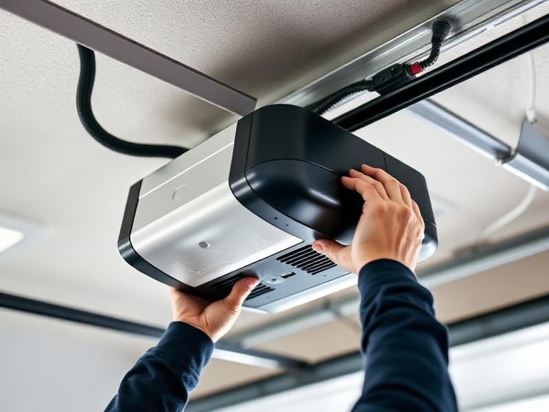 Professional technician installing garage door opener motor - expert installation services by Sun City Center Garage Doors